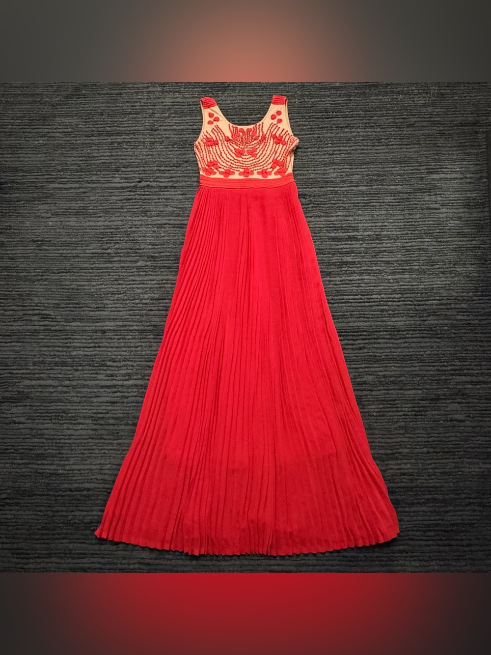 Anthropologie Rina Dhaka rubied dusk pleated sleeveless dress floral appliqué
